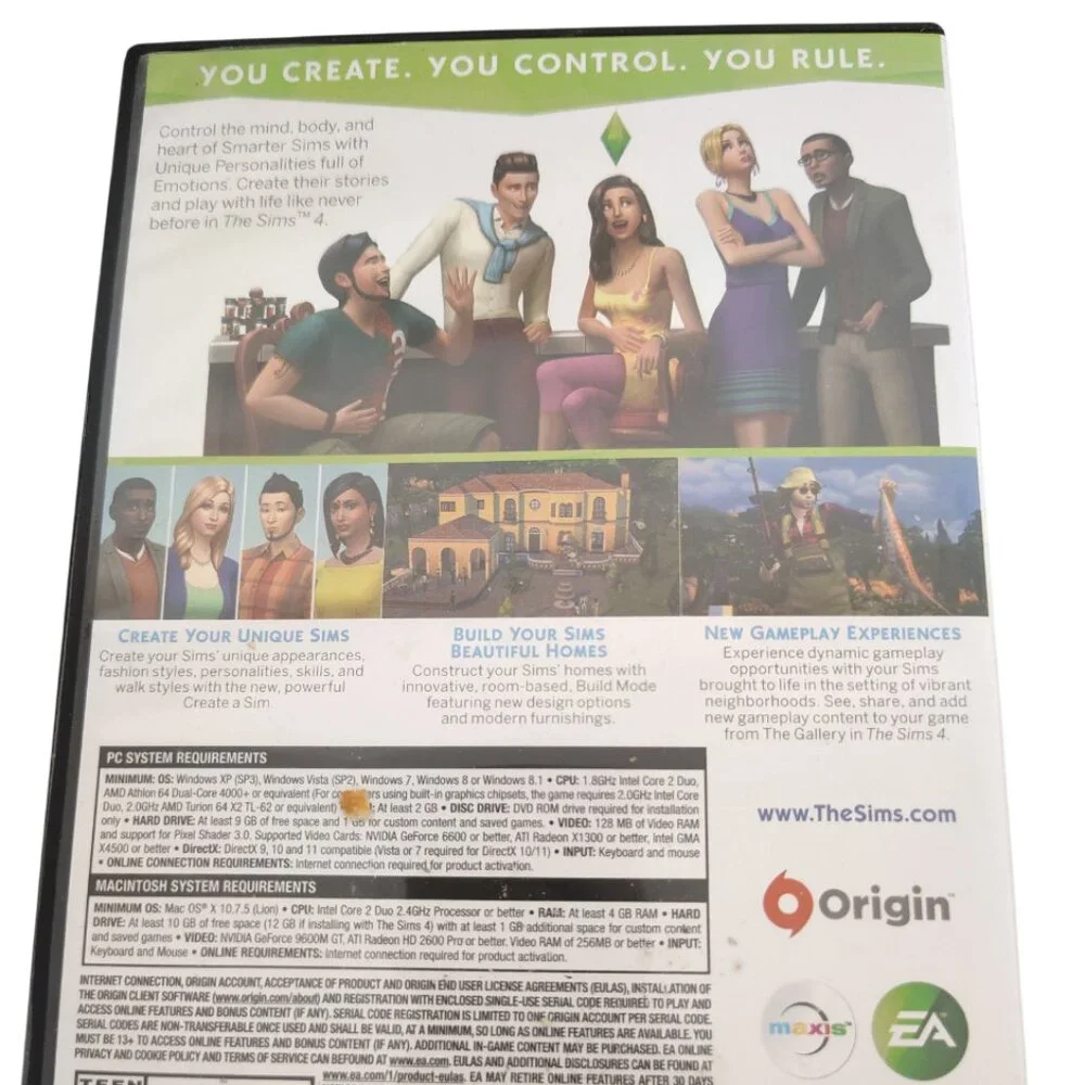 THE SIMS 4 PC DVD-ROM WINDOWS MAC EA 2 DISC SET